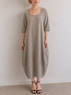 Matti Mamane Lagenlook Seersucker Bubble Dress Pockets Medium